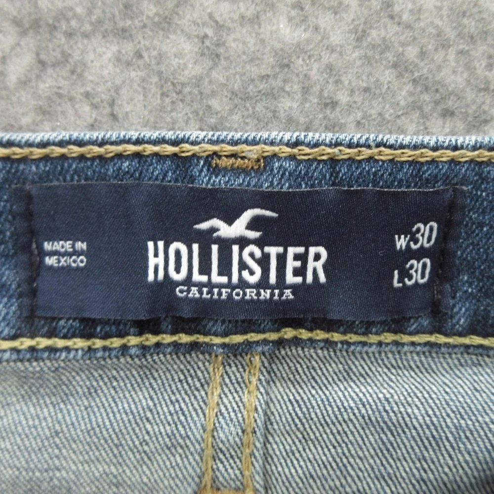Hollister Epic Flex Men's Skinny Jeans Size 30x29 Blue Denim Cotton Distressed